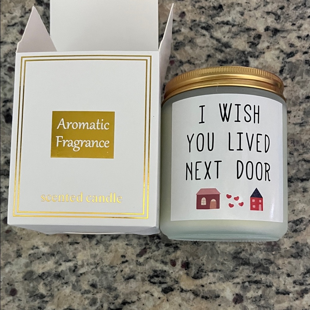 "I Wish You Lived Next Door" Scented Candle - White & Gold